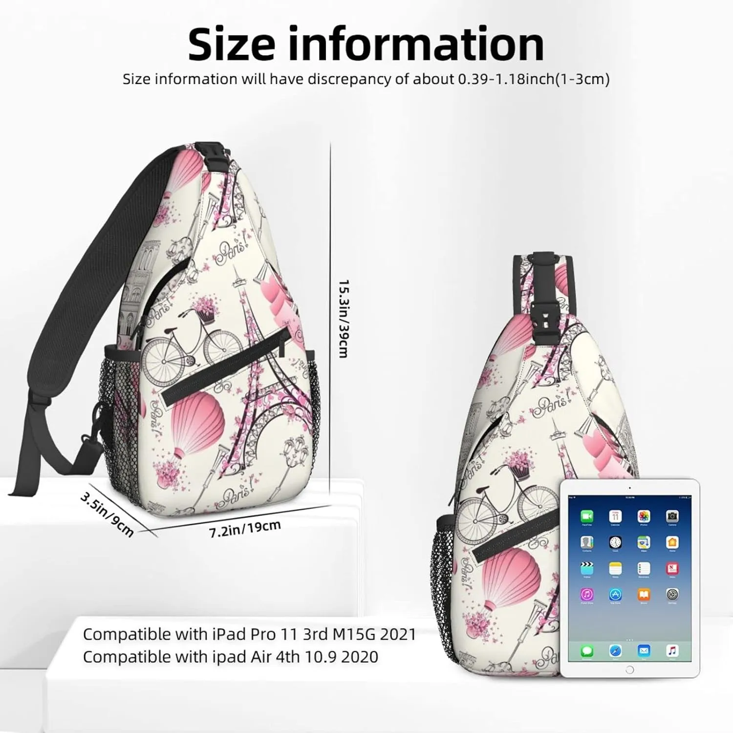 Paris Eiffel Tower Sling Backpack Crossbody Sling Bag for Women Men Shoulder Bag Travel Hiking Daypack