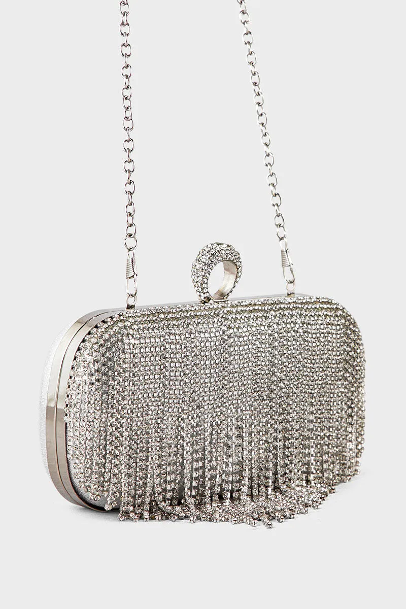 Party Wear Clutch BK4097-Silver