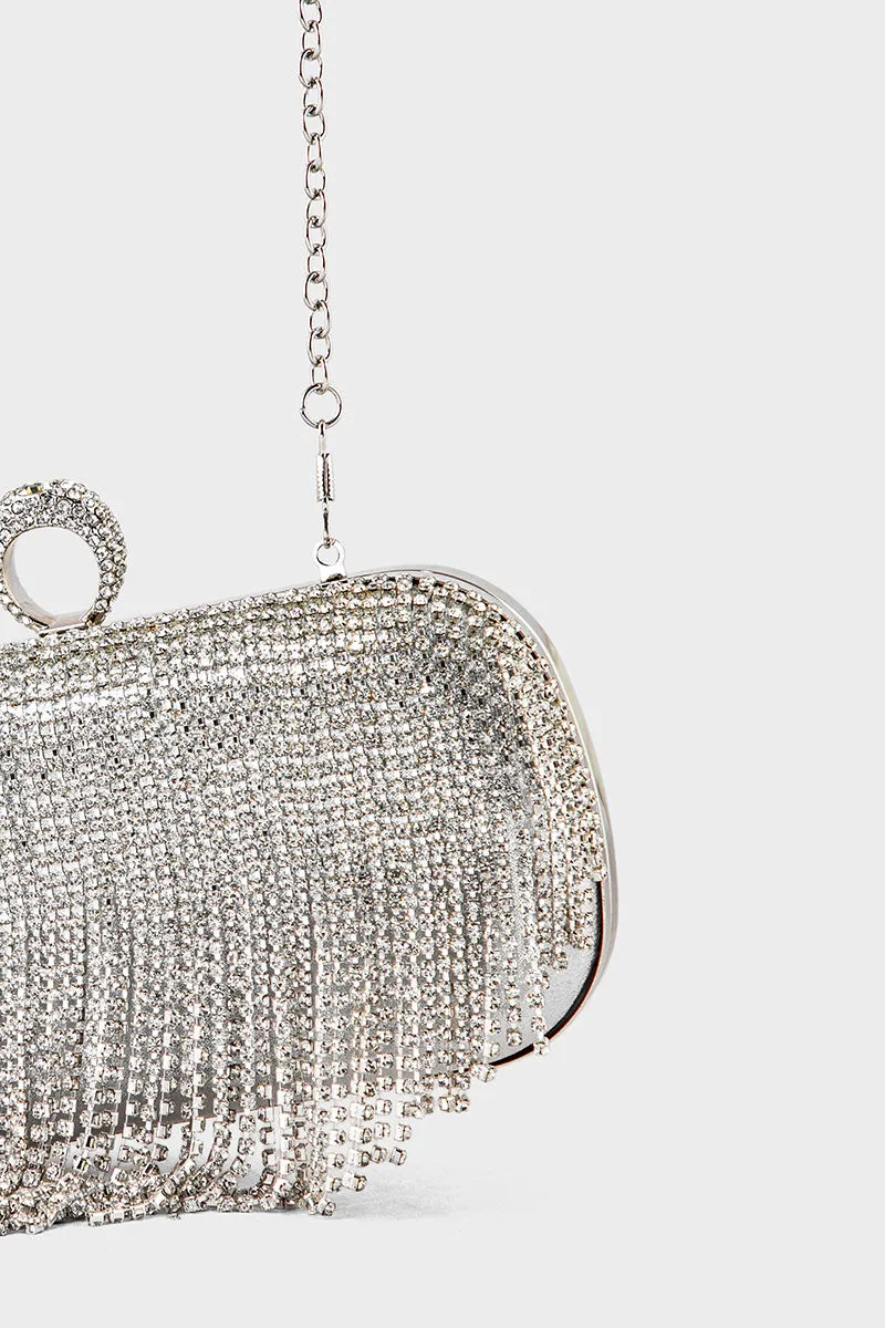 Party Wear Clutch BK4097-Silver