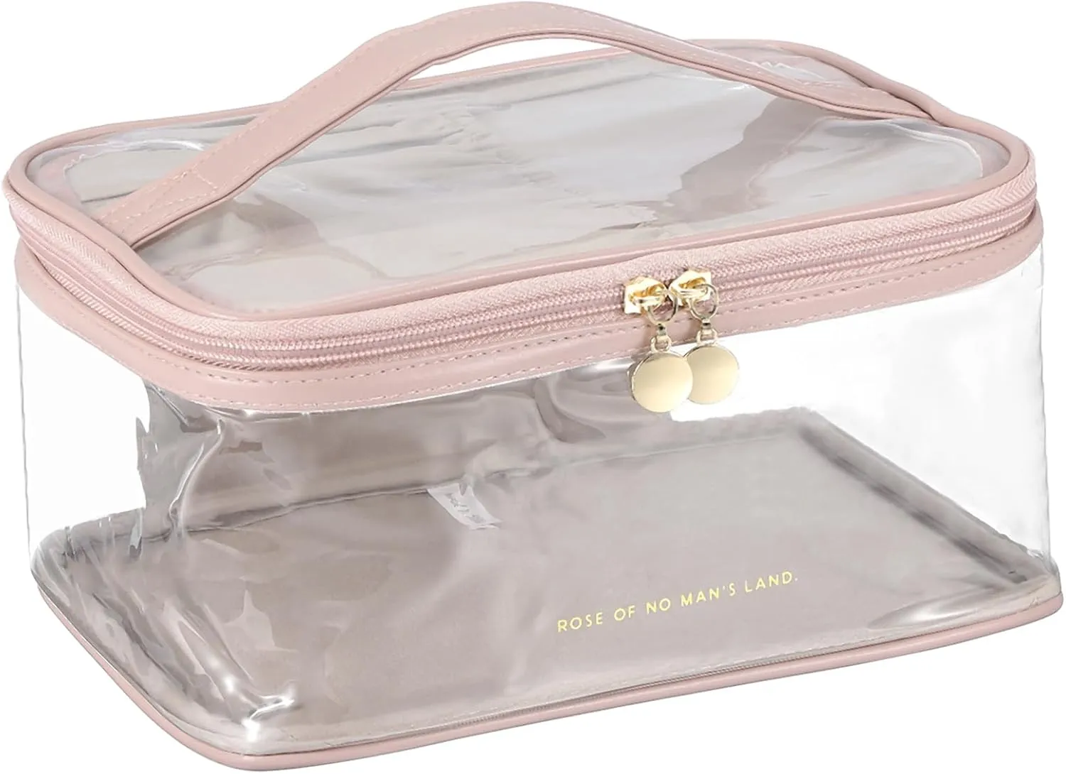 PATIKIL Clear Toiletry Bag, Waterproof Travel Makeup Bag Cosmetic Bag Organizer Large Capacity Portable Tote Storage with Handle Strap Zipper for Women Men, Pink
