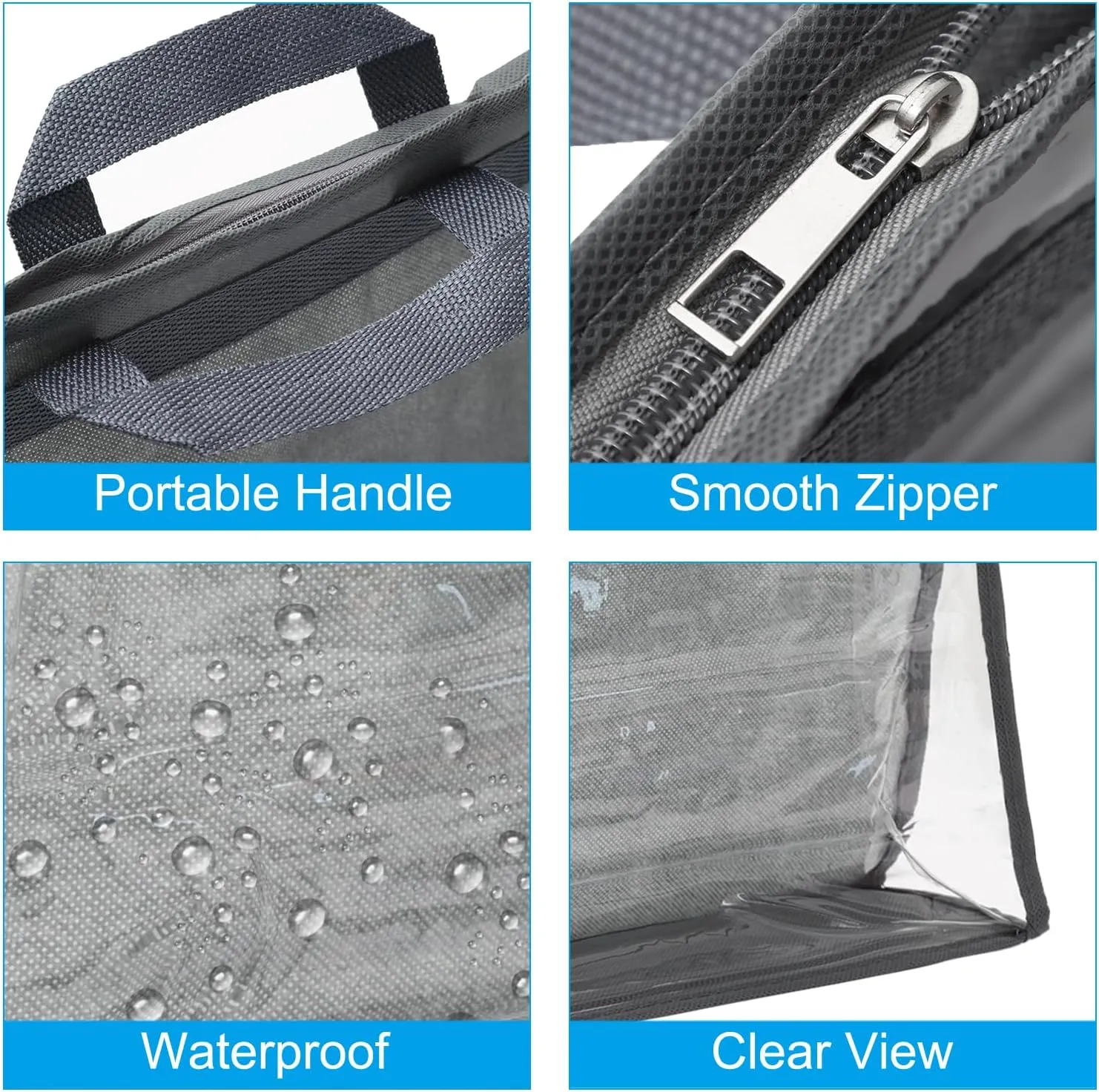 PATIKIL Handbag Dust Bags, 2 Pack Clear Purse Storage Organizer XXL Size PVC Dustproof Handbag Cover Transparent Purse Protector, Gray