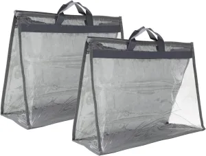 PATIKIL Handbag Dust Bags, 2 Pack Clear Purse Storage Organizer XXL Size PVC Dustproof Handbag Cover Transparent Purse Protector, Gray