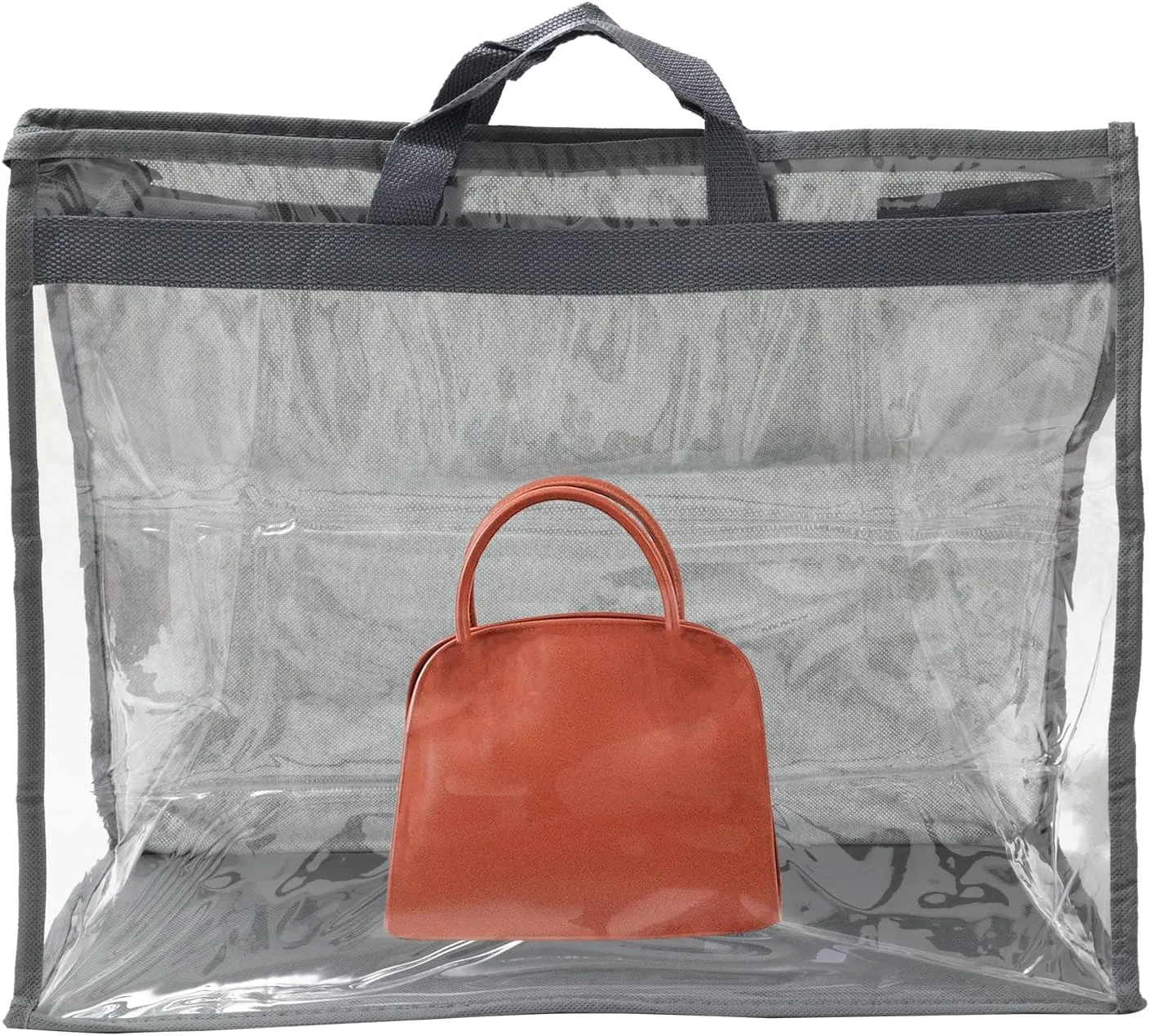 PATIKIL Handbag Dust Bags, 2 Pack Clear Purse Storage Organizer XXL Size PVC Dustproof Handbag Cover Transparent Purse Protector, Gray