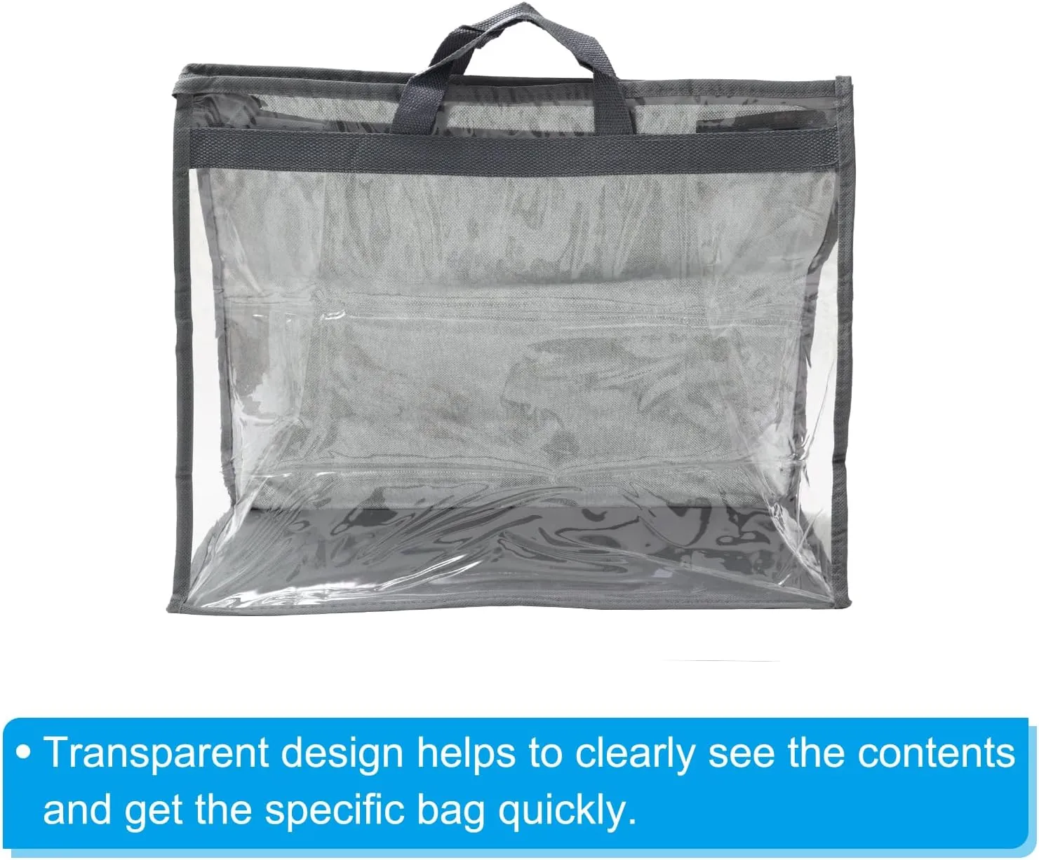 PATIKIL Handbag Dust Bags, 2 Pack Clear Purse Storage Organizer XXL Size PVC Dustproof Handbag Cover Transparent Purse Protector, Gray