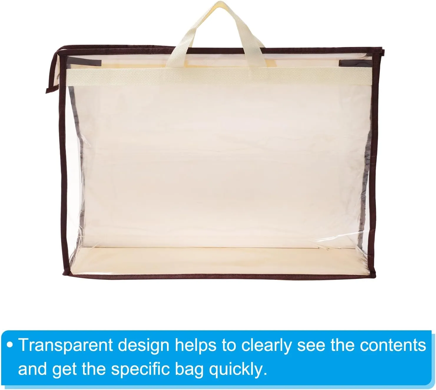 PATIKIL Handbag Dust Bags, Clear Purse Storage Organizer XXL Size PVC Dustproof Handbag Cover Transparent Purse Protector, Beige
