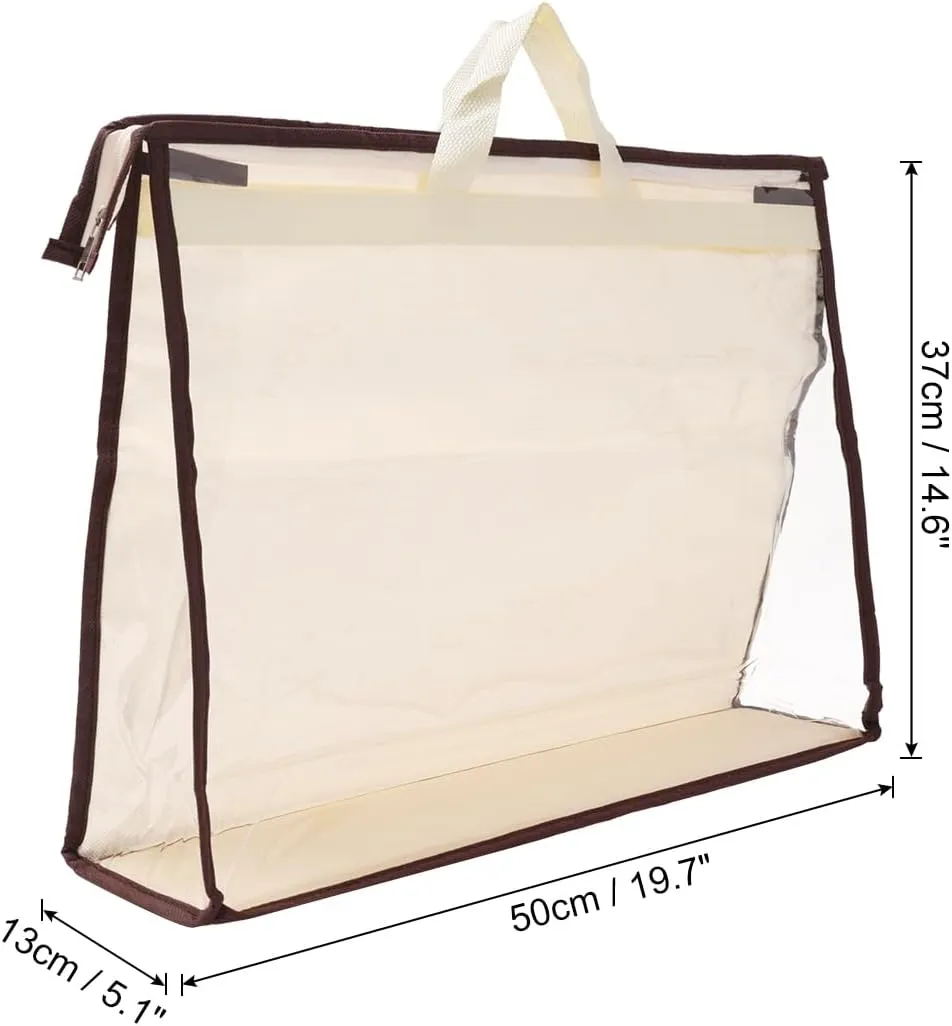 PATIKIL Handbag Dust Bags, Clear Purse Storage Organizer XXL Size PVC Dustproof Handbag Cover Transparent Purse Protector, Beige