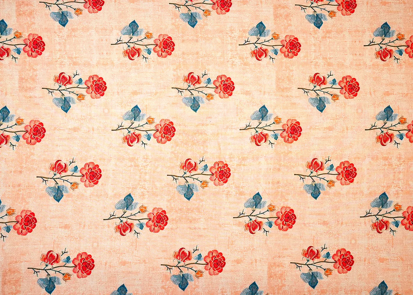 Peach Cotton Fabric with Allover Floral Motifs 13863