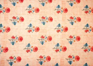 Peach Cotton Fabric with Allover Floral Motifs 13863