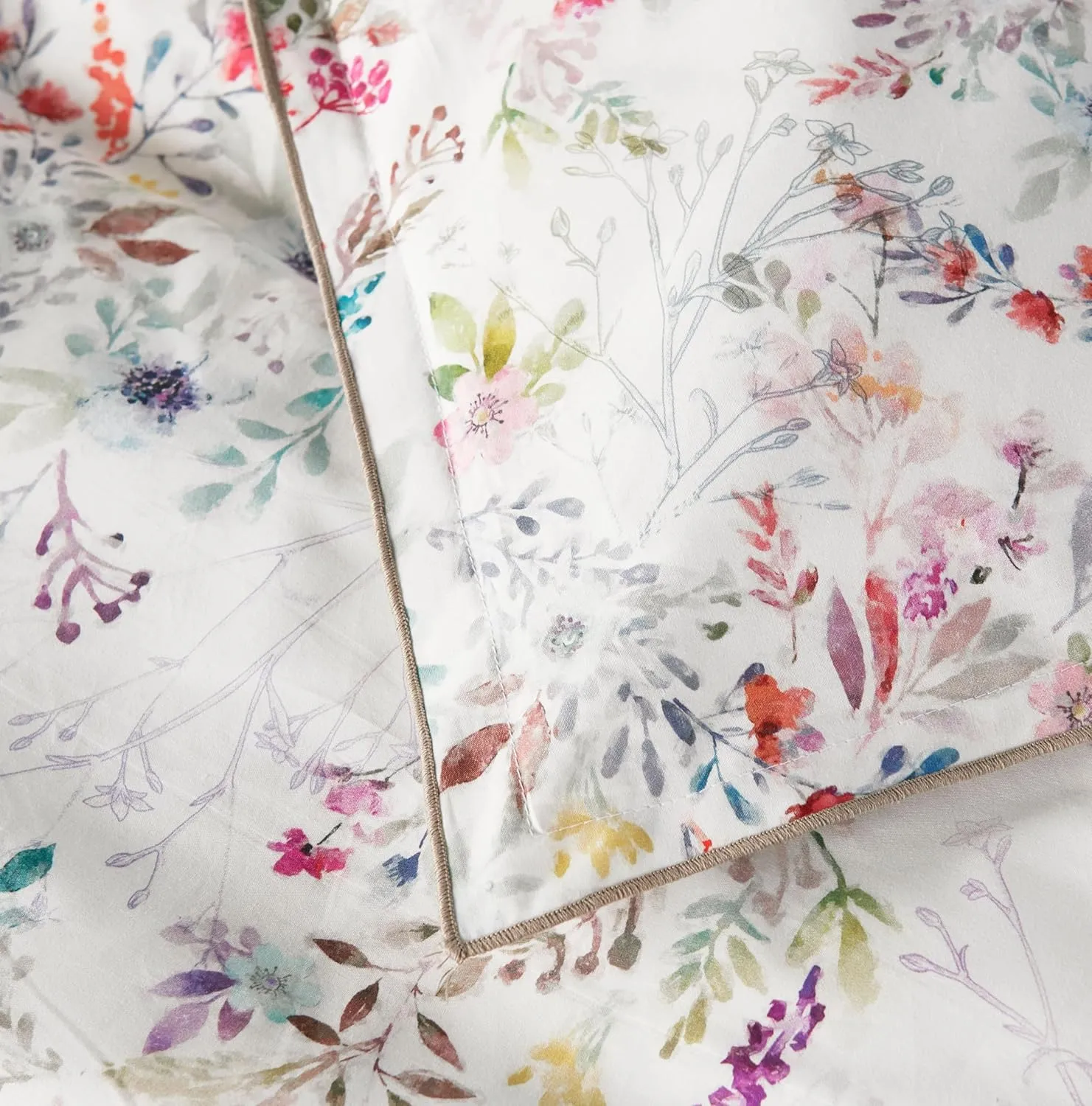 Peacock Alley Chloe Printed Percale Shams - 100% Long Staple Cotton Percale, Fun and Flirty Wildflower Floral Print, Imported from Portugal - Euro (Floral)