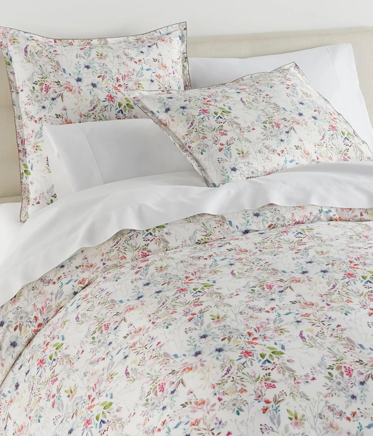Peacock Alley Chloe Printed Percale Shams - 100% Long Staple Cotton Percale, Fun and Flirty Wildflower Floral Print, Imported from Portugal - Euro (Floral)