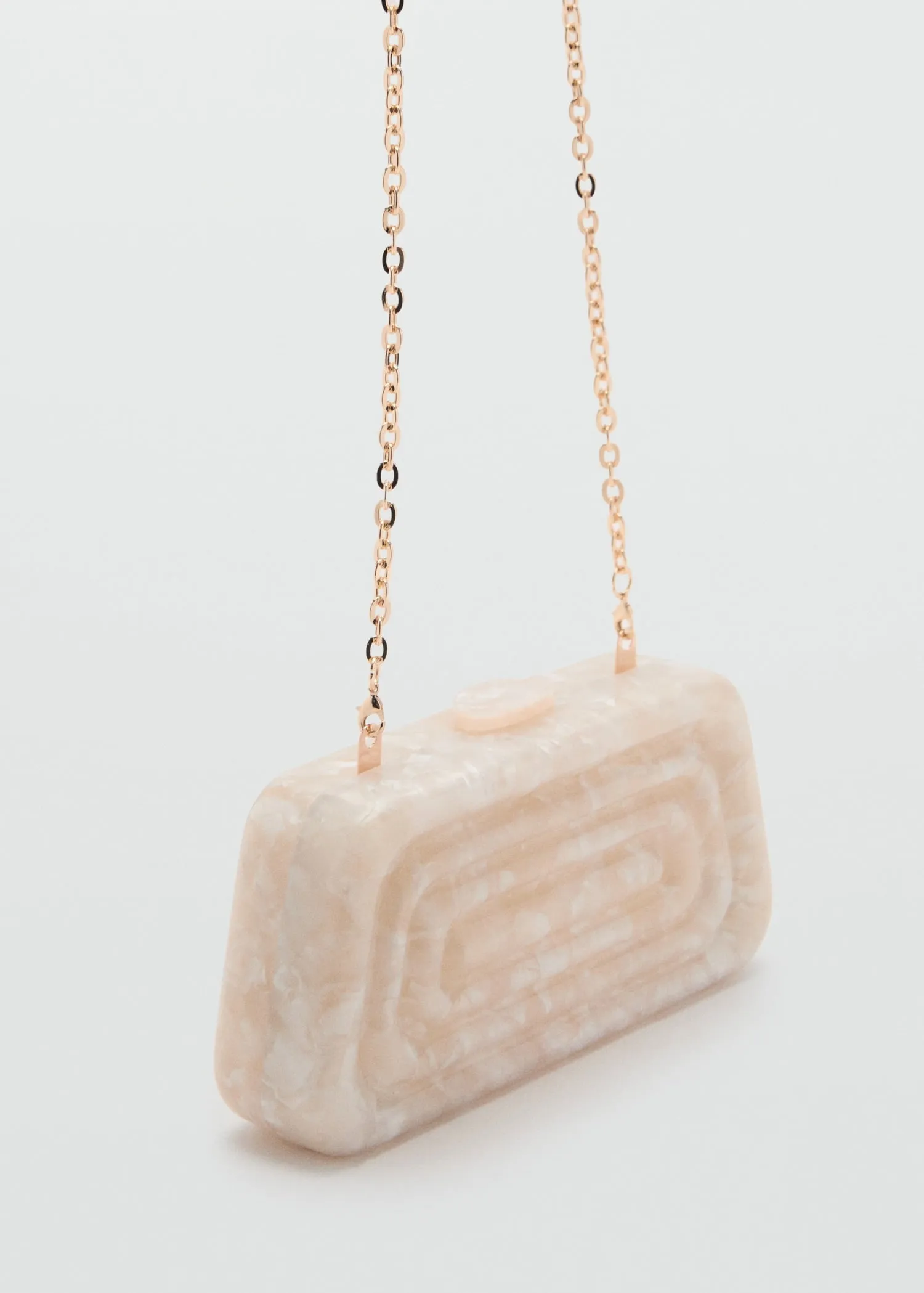 Pearl-effect clutch bag