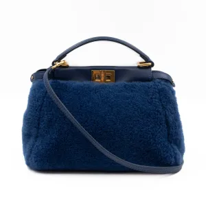 Peekaboo Mini Blue Shearling Leather
