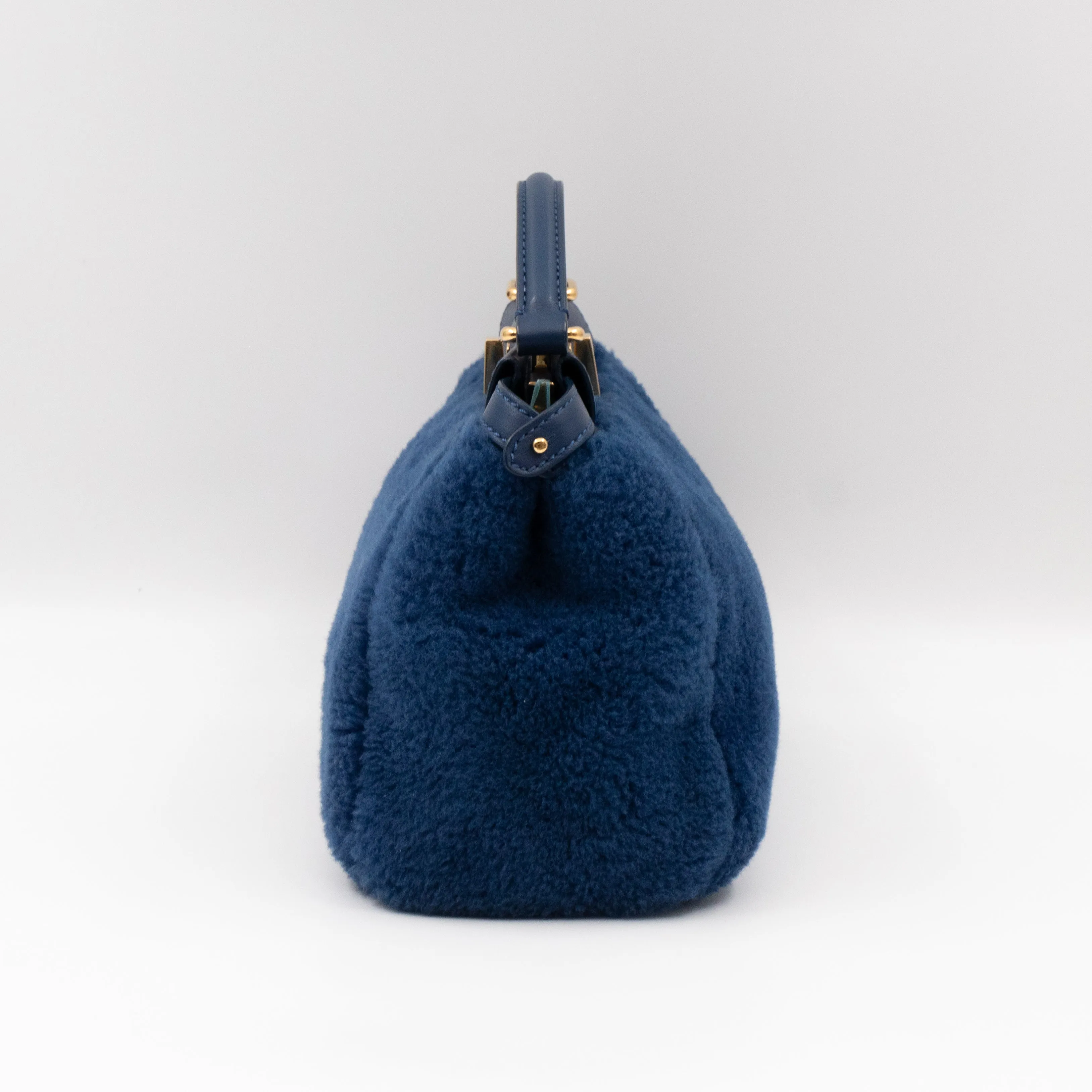 Peekaboo Mini Blue Shearling Leather