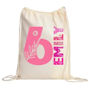 Personalized 6th Birthday Gift Bag, Custom Birthday Gift Bag, 6th Birthday Gift Santa Sack, Kids Party Favor Tote, Toddler Christmas Bag