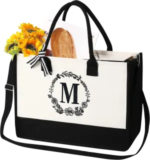 personalized bags for women,Tote Bag For Women,Initial Tote Bag For Women With Zipper