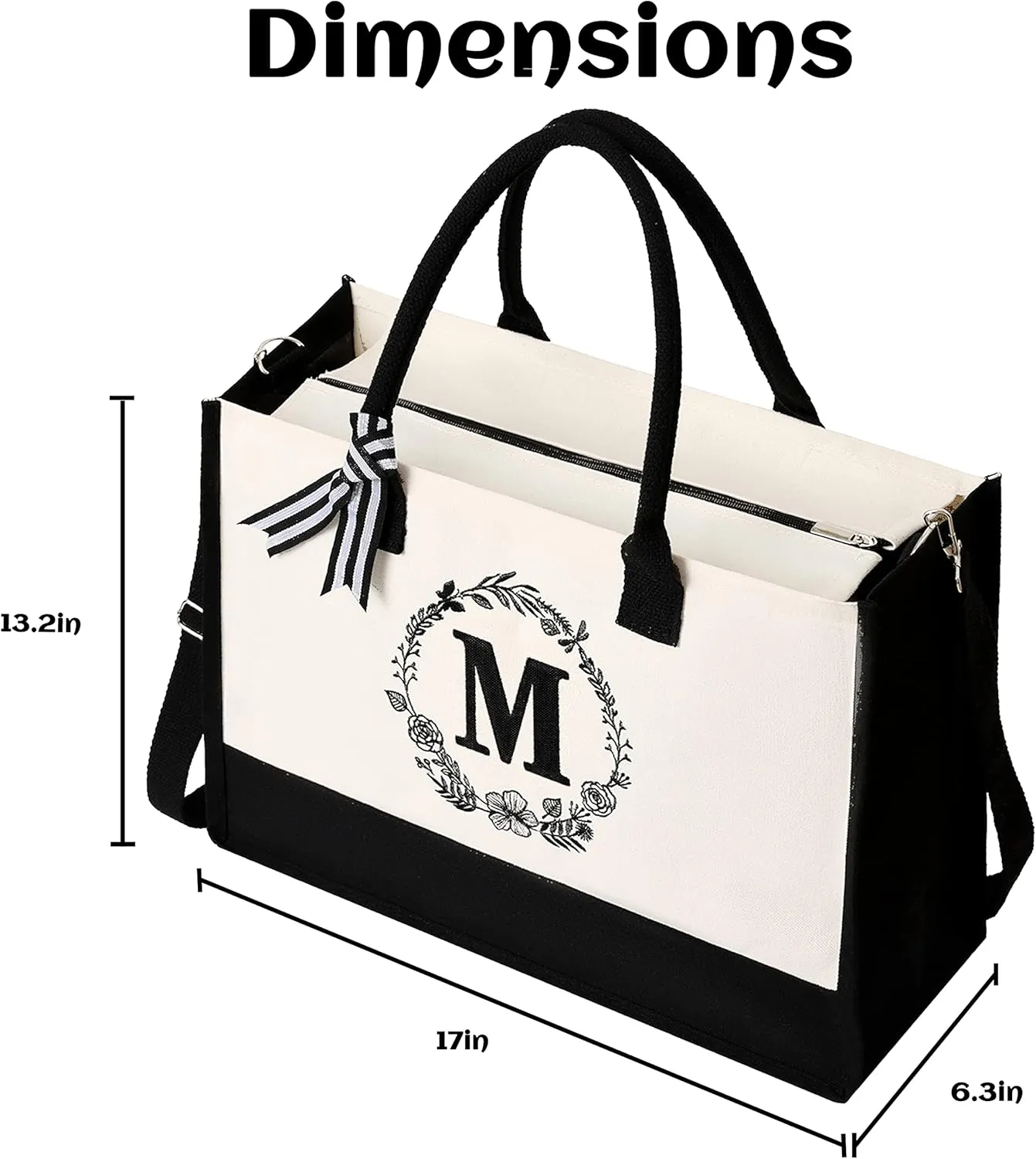 personalized bags for women,Tote Bag For Women,Initial Tote Bag For Women With Zipper