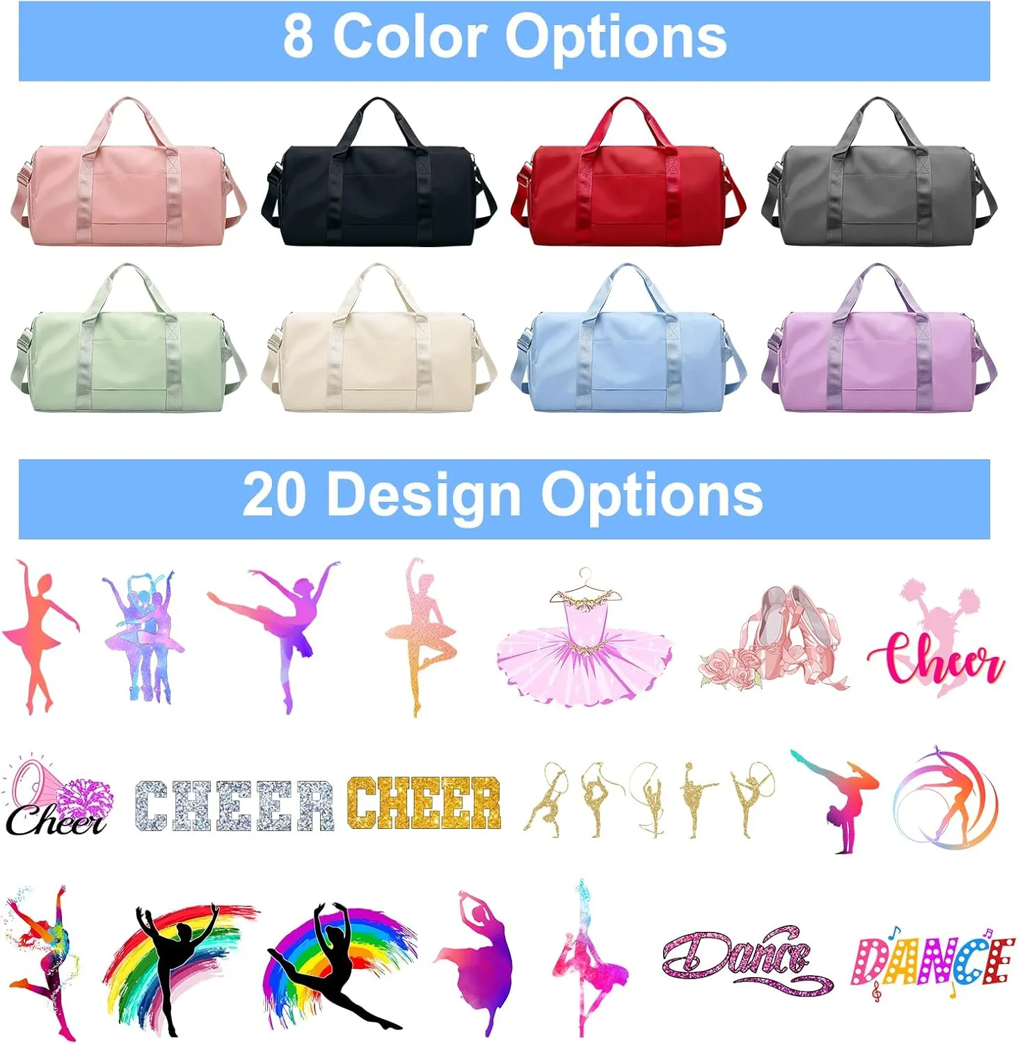 Personalized Ballet Duffle Bag for Women Girls,Custom Sport Gym Travel Bags Printed Name Text,Customized Dry Wet Separated Overnight Weekender Waterproof Bag Gift - Blue