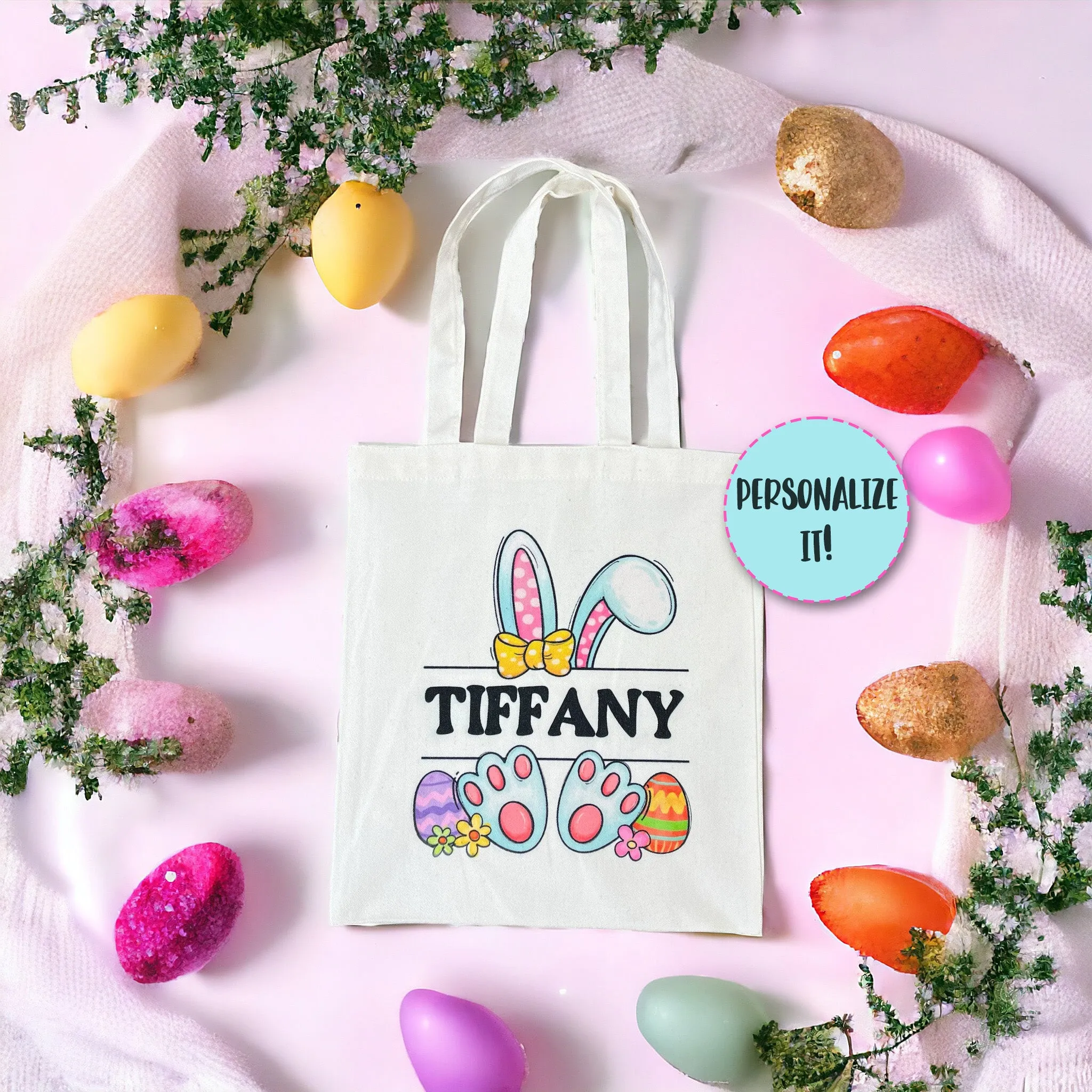 Personalized Bunny Tote Bag - Easter Basket for Kids