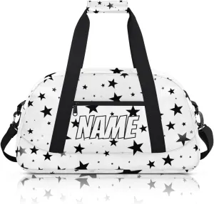 Personalized Custom Gym Bag for Women Men Carry on Black White Star Travel Duffel Tote 4th Of July Overnight Workout Weekender Bag