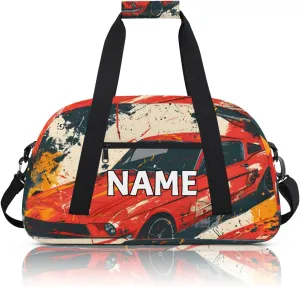 Personalized Custom Gym Bag for Women Men Carry on Classic Car Travel Duffel Tote Retro Racing Design Overnight Workout Weekender Bag