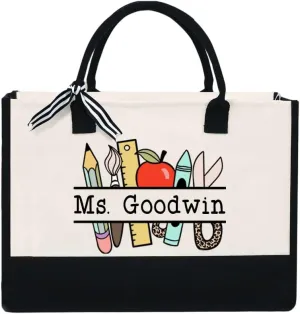 Personalized Teacher Appreciation Canvas Tote Bag