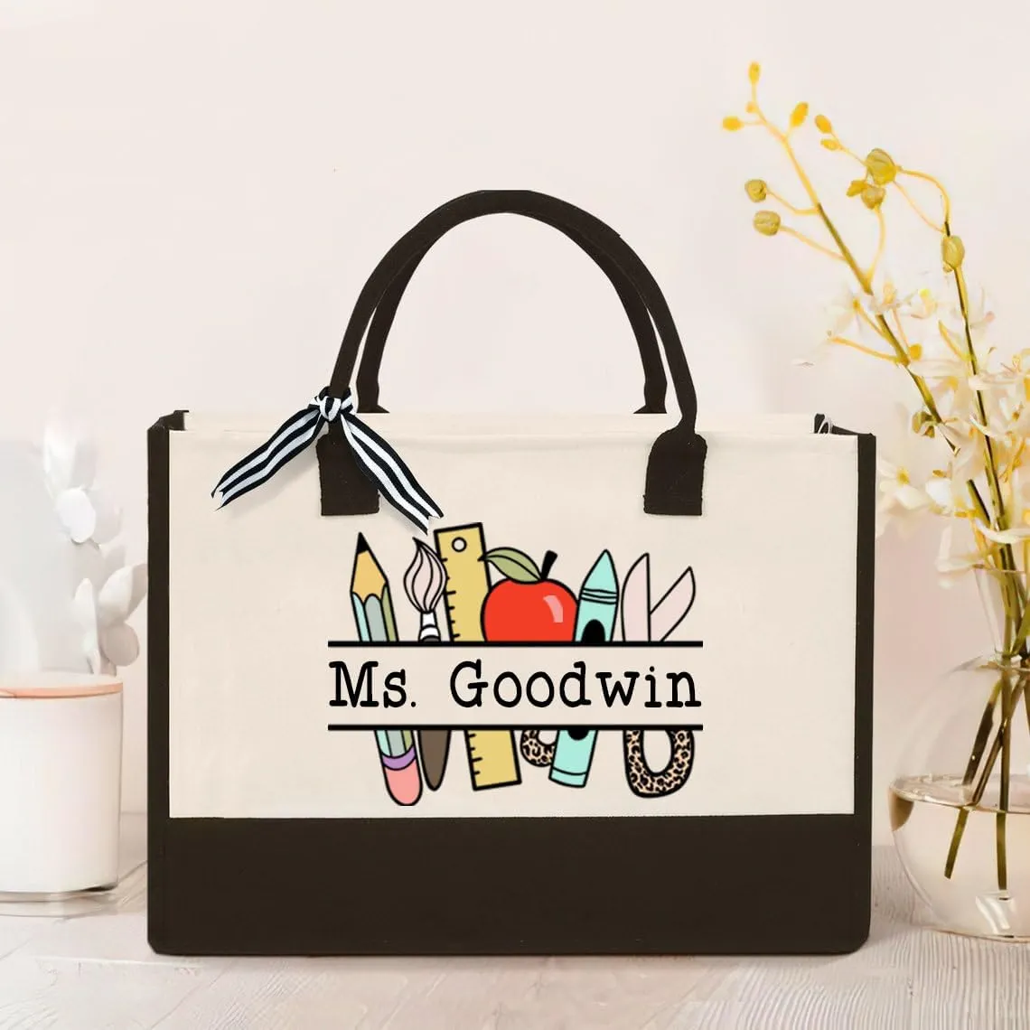 Personalized Teacher Appreciation Canvas Tote Bag