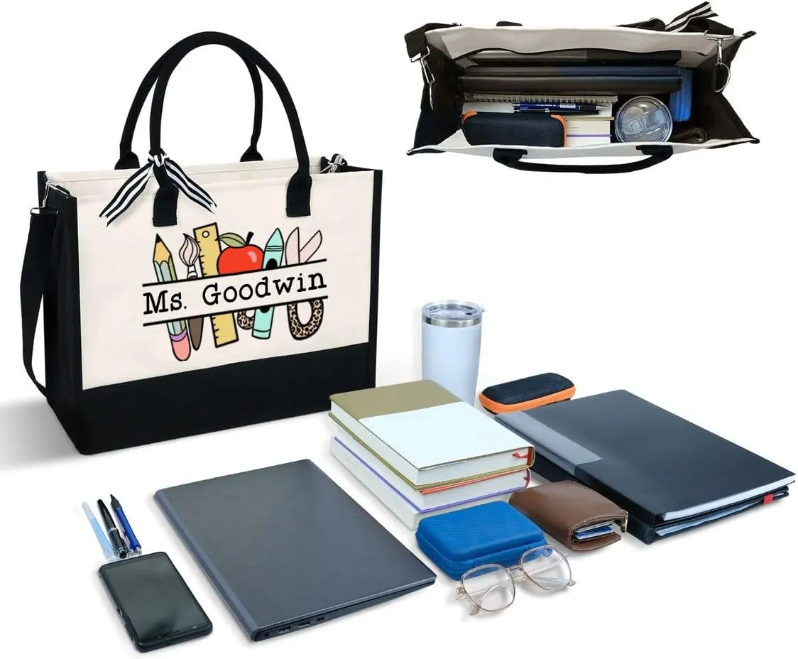 Personalized Teacher Appreciation Canvas Tote Bag