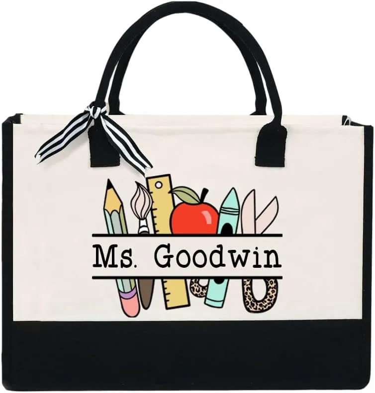 Personalized Teacher Appreciation Canvas Tote Bag