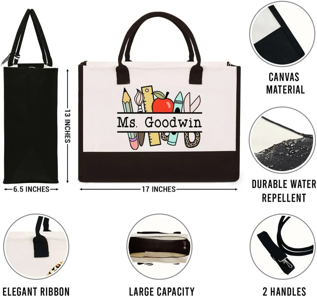 Personalized Teacher Appreciation Canvas Tote Bag