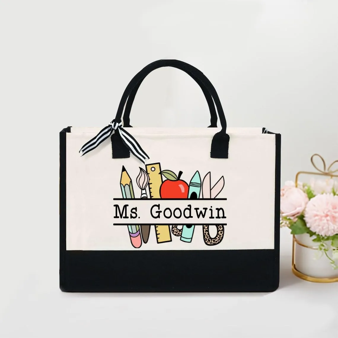 Personalized Teacher Appreciation Canvas Tote Bag