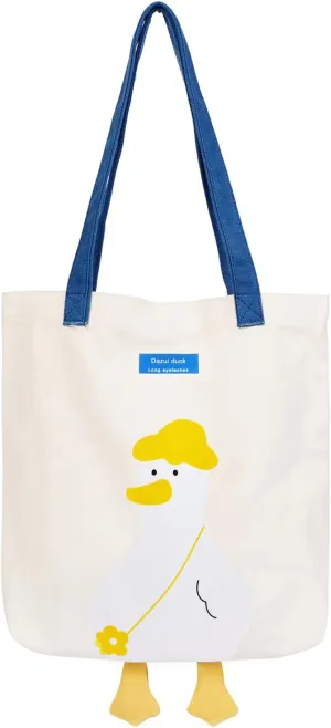 Phaoullzon Cute Canvas Tote Bag - Funny Duck & Goose Hobo Shoulder Crossbody Bag