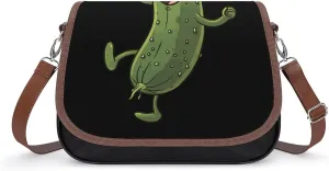 Pickle Dancing Cucumber Women‘s Crossbody Bags Fashion Message Shoulder Handbag with Adjustable Strap for Travel Office