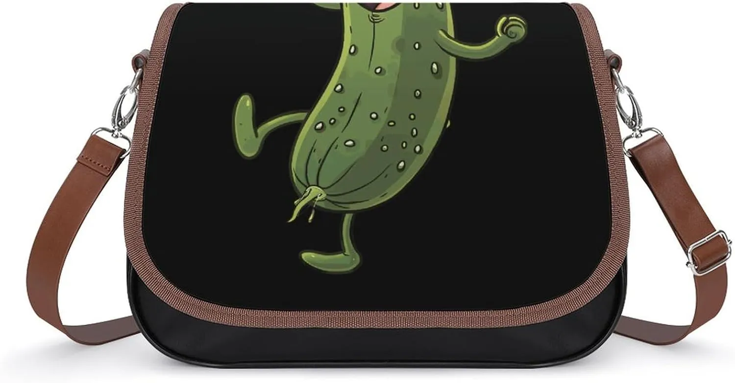 Pickle Dancing Cucumber Women‘s Crossbody Bags Fashion Message Shoulder Handbag with Adjustable Strap for Travel Office