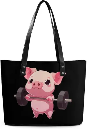 Piggy Weight Lifting Women's Handbag Fashion Shoulder Bag Purse Leather Tote Bags Crossbody Travel