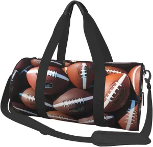 Pile of footballs Printed Travel Bag,Round Personal Item Storage bag,Foldie Duffel Bag for Traveling Vacation,Fitness,Sports