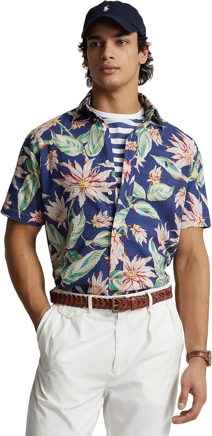 POLO RALPH LAUREN Men's Classic Fit Printed Seersucker Shirt