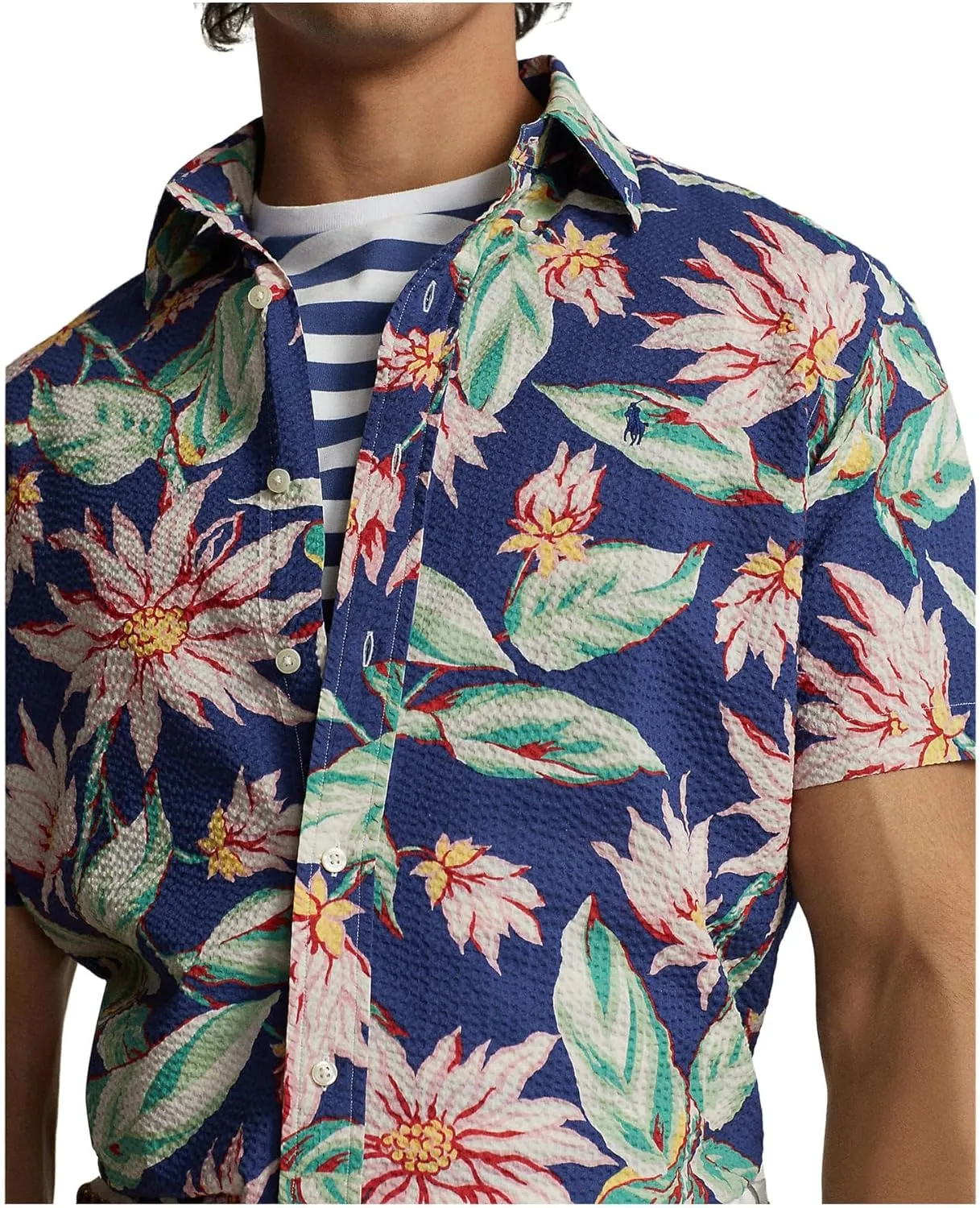 POLO RALPH LAUREN Men's Classic Fit Printed Seersucker Shirt