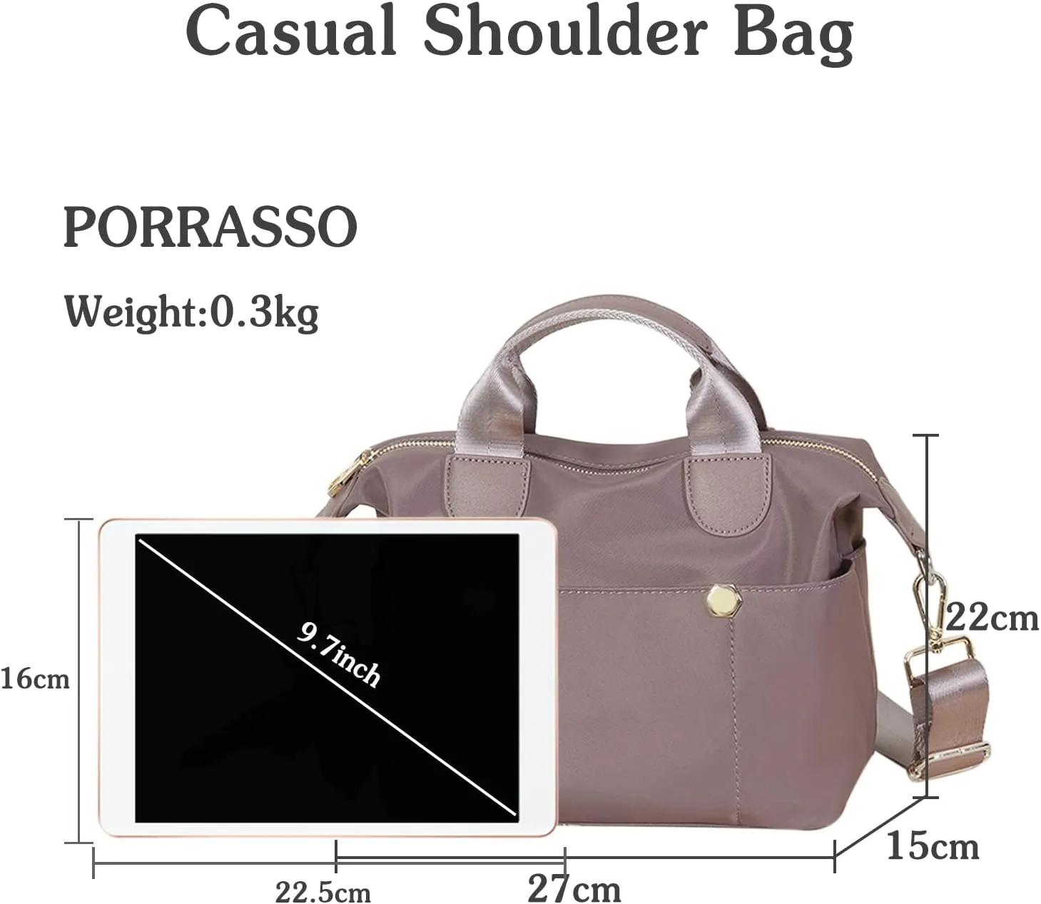 PORRASSO Women Crossbody Bag Fashion Shoulder Bag Multifunctional Handbag Ladies Satchel