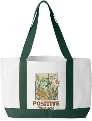 Positive Vibrations Cruiser Tote Bag - Singing Frog Gift - Frog Tote