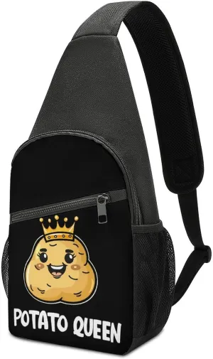 Potato Queen Crossbody Bags for Women Men Sling Bag Bakpack Shoulder Bag Travel Hiking Daypack