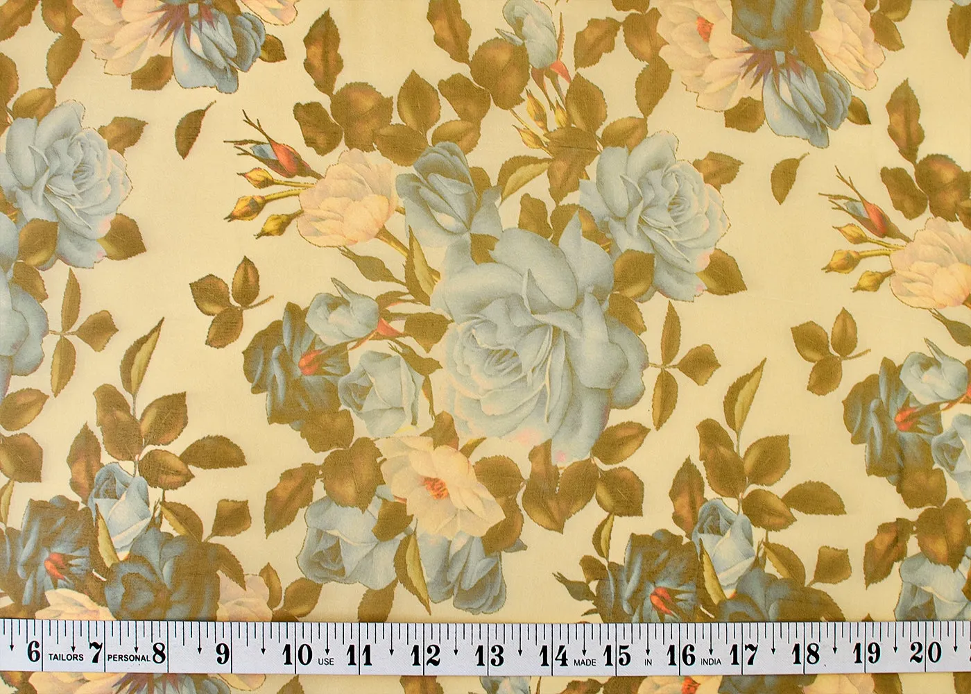 Powder Blue Organza Fabric with All Over Floral Print 14745