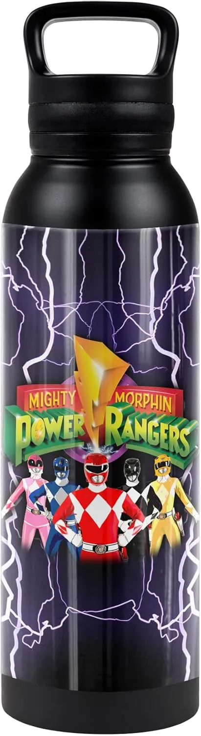 Power Rangers OFFICIAL Lighting Rangers 24 oz Insulated Canteen Water Bottle, Leak Resistant, Vacuum Insulated Stainless Steel with Loop Cap