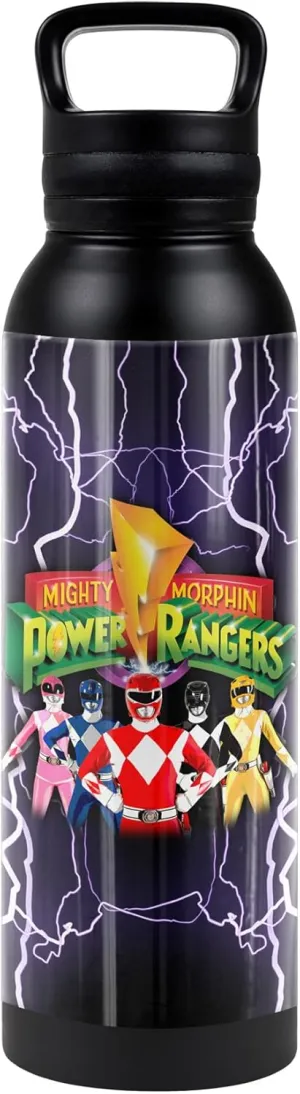 Power Rangers OFFICIAL Lighting Rangers 24 oz Insulated Canteen Water Bottle, Leak Resistant, Vacuum Insulated Stainless Steel with Loop Cap