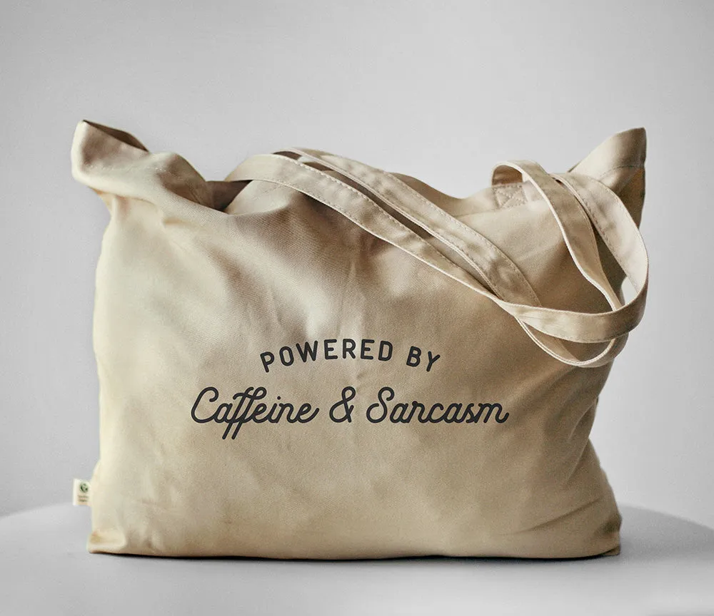 Powered By Caffeine & Sarcasm Tote Bag