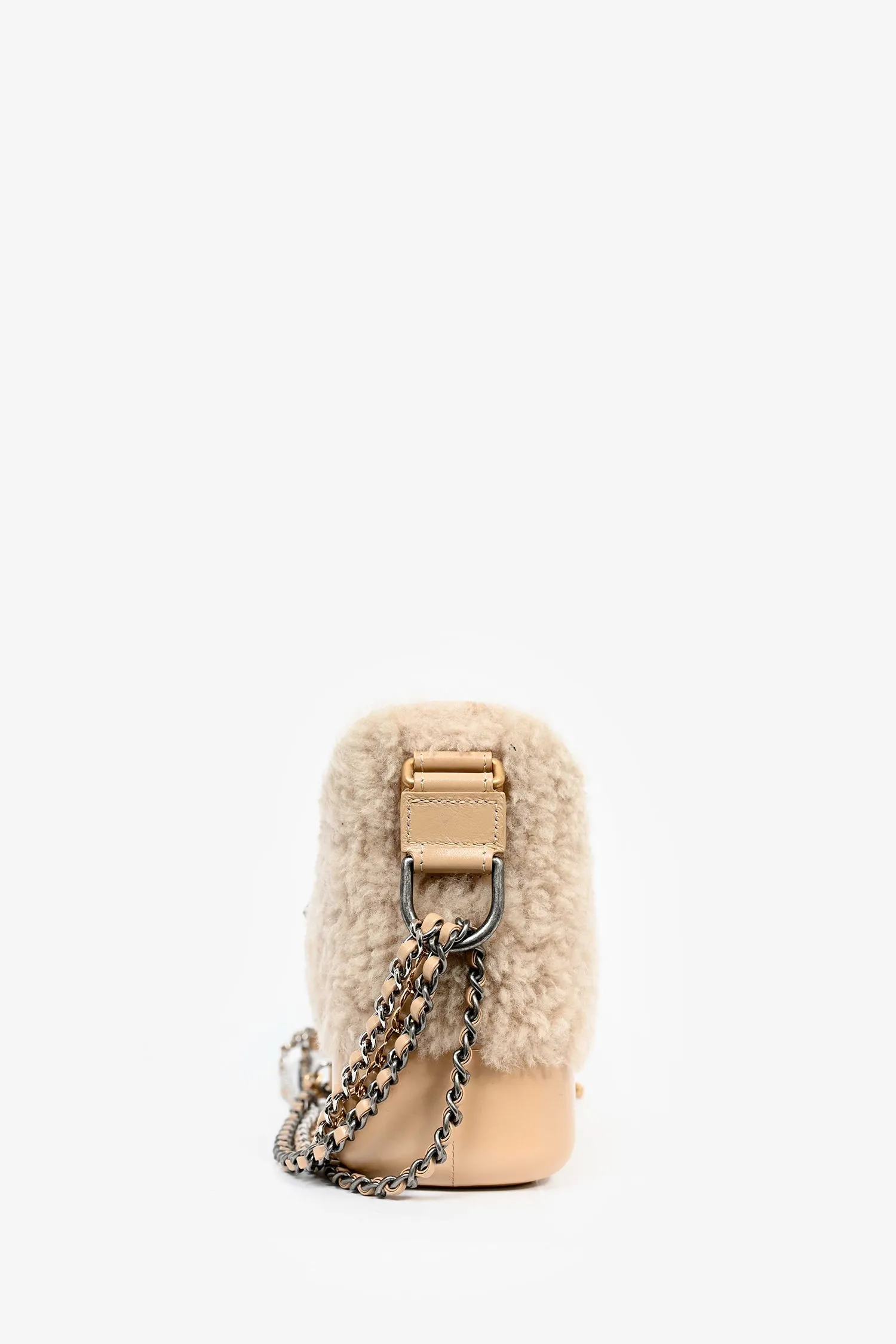 Pre-Loved Chanel™ 2017-18 Beige Shearling/Leather Small Gabrielle Crossbody