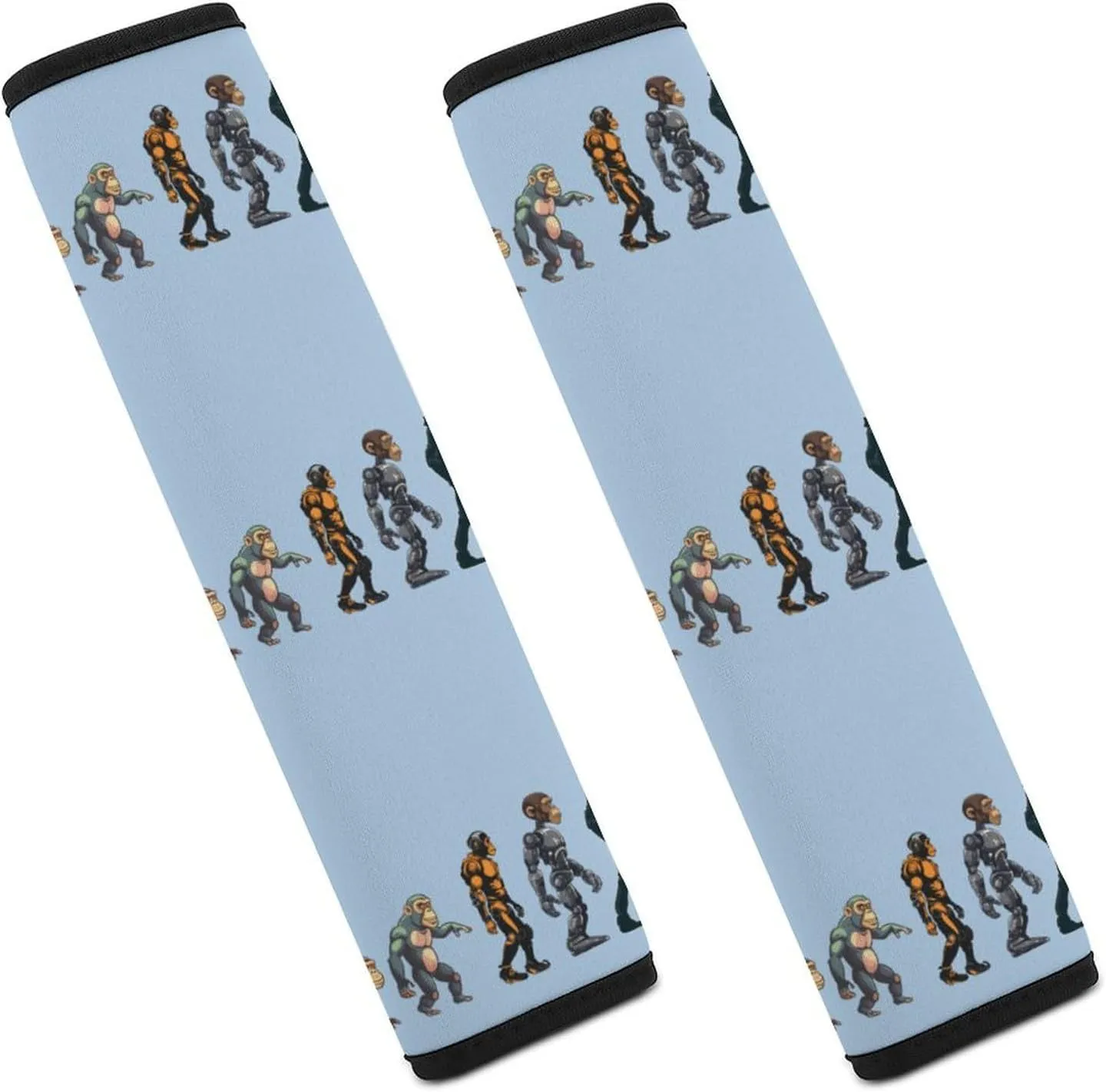 Prehistoric Ape Robot to Man Evolution Car Seat Belt Cover Pad Print Seatbelt Protector Shoulder Strap Pads for Men Women 2PCS