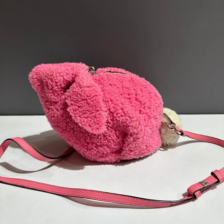 Preloved Loewe Bunny Crossbody Bag Pink Shearling