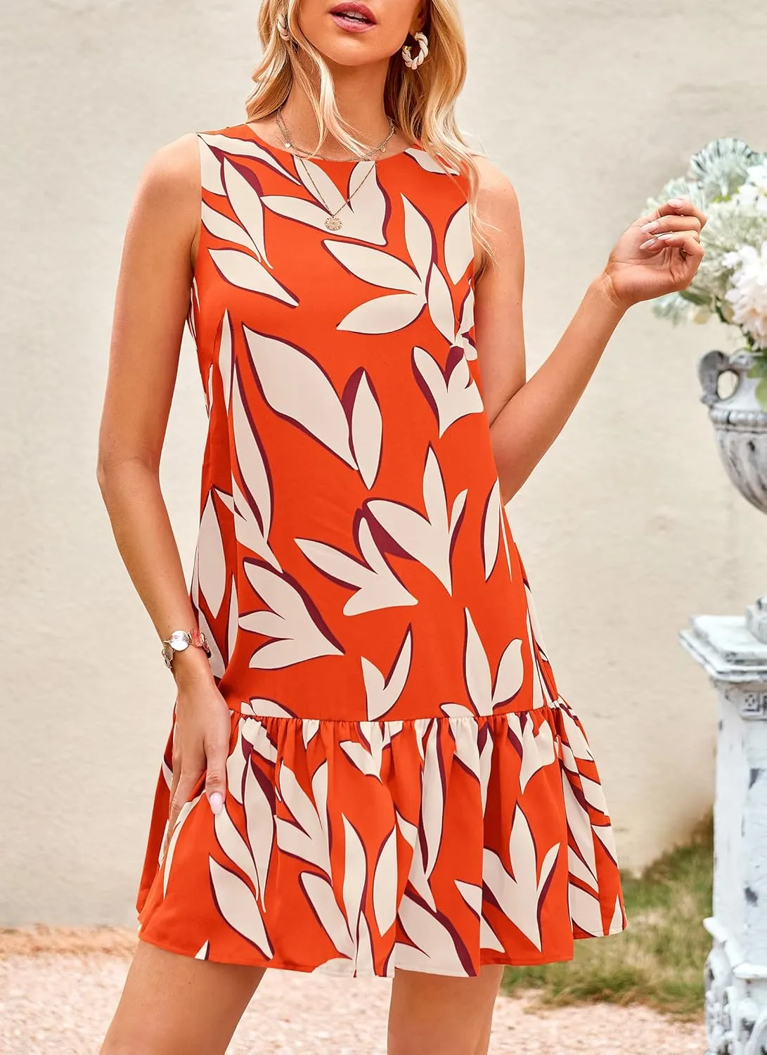 PRETTYGARDEN Women's 2025 Summer Boho Floral Mini Dress Sleeveless Backless Short Wedding Guest Beach Vacation Sundresses