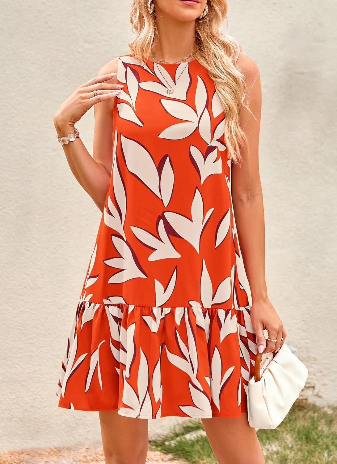 PRETTYGARDEN Women's 2025 Summer Boho Floral Mini Dress Sleeveless Backless Short Wedding Guest Beach Vacation Sundresses
