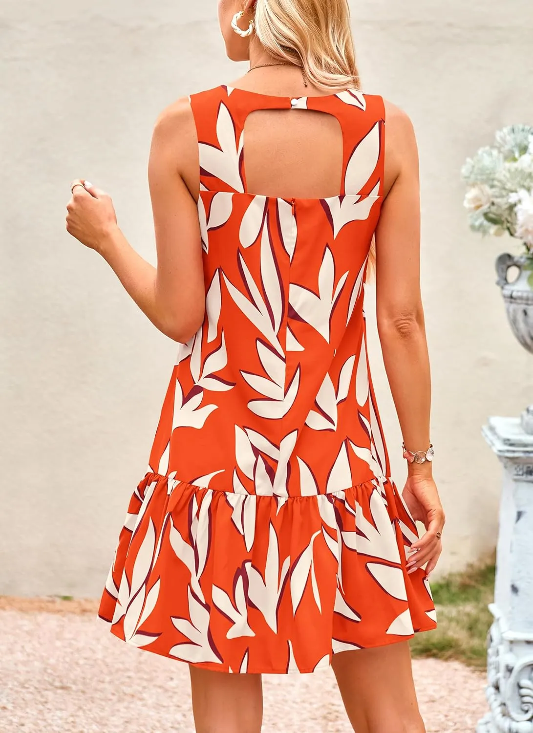 PRETTYGARDEN Women's 2025 Summer Boho Floral Mini Dress Sleeveless Backless Short Wedding Guest Beach Vacation Sundresses